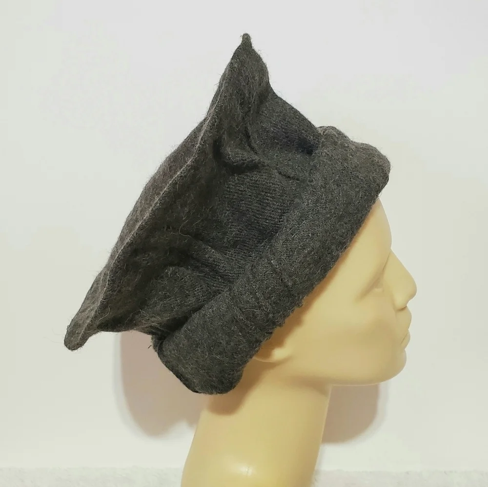 Pakol Pakul Pakistan Donut Beret Wool Hat Cap 100% Wool Heathered Dark Gray
